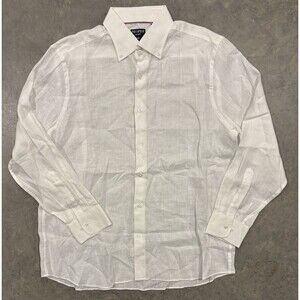 Proper Sport Men’s 100% Linen Button Up Long Sleeve Casual Shirt White XL